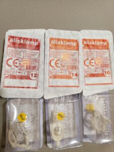 Alisklamp medical circumcision instrument available in sizes 12, 14 and 16.